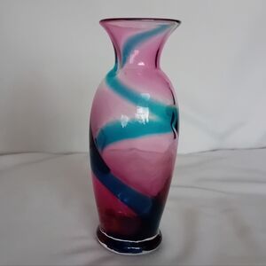 Colorful Swirl Glass Vase 6"